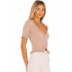 Lovers + Friends Olive Ribbed Crop Top